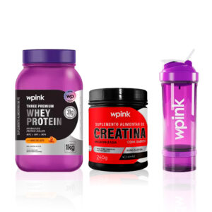 Three Premium Whey Protein WP – 1 KG + Creatina+ Coqueteleira Brinde