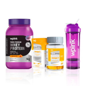 Three Premium Whey Protein WP – 1 KG + Ómega 3+ Coqueteleira Brinde