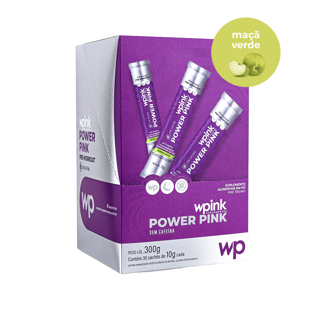 power pink sem cafeína de maçã verde - pré-treino - 300g – wp